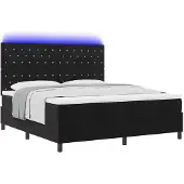 vidaXL LED Box Spring Bed met matras Zwart 180 x 200 cm Fluweel