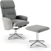 Notio Living Belding-Fauteuil met voetenbank in PU grijs