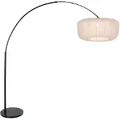 Steinhauer Booglamp Vela Lino 4564ZW zwart met beige-crème kap Ø60 cm
