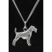 MOOYE ® - Collectie Zilveren Airedale terrier ketting hanger - groot