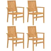 vidaXL Tuinstoelen stapelbaar 4 st 56,5x57,5x91 cm massief teakhout