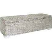 vidaXL Opbergbox 110 cm natuurlijk kubu rattan & massief mahoniehout wit