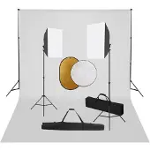vidaXL Fotostudioset met softboxlampen, achtergrond en reflector
