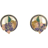 Behave - Oorclips dames - bloemmotief - paars - 2 cm
