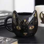 Something Different - Magick Black Cat Face Mok/beker - Zwart