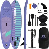 LifeGoods SUP Board Allround Compact - met Zitje - 100 KG Draagkracht - 300 x 76 cm - Opblaasbaar - Compleet SUP pakket - Paars
