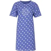 Irresistible Dames Nachthemd - Korte Mouwen - Allover Geprint - Blauw - Maat M