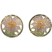 Behave - Oorringen dames - bloemmotief - paars en groen - 2 cm