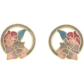 Behave - Oorknopjes dames - bloemmotief - bruin - 2 cm