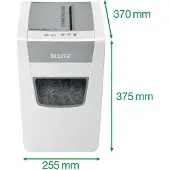 Leitz IQ papiervernietiger, 12 vel, opvangbak van 23 liter, tiptoetsbediening, stille werking,