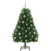 vidaXL Kunstkerstboom met piek en kerstbal 120 cm 150 LED's Warmwit