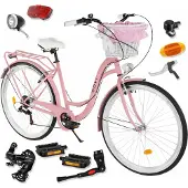 DaviBikes Emma – Stadsfiets – 28 inch – 7 versnellingen – Shimano – V-brake – Lage instap – Roze/Zwart