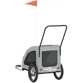 vidaXL Hondenfietstrailer oxford stof en ijzer grijs