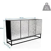 Hjh LIVING Sideboard / ladekast METALLIO 140 x 37 x 80 cm 4 deuren zilver