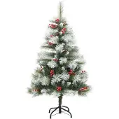 vidaXL Kunstkerstboom Groen en wit 150 cm PVC en Metaal en Plastic