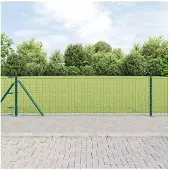 vidaXL Hekpaal met betonnen voet 13 st Groen Gepoedercoat staal