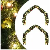 vidaXL Kerstkrans 2 st 600 LED's Groen 20 m PVC