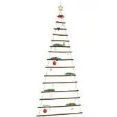 vidaXL Hangende kerstboom met topster 100x210 cm natuurlijke tak