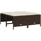 vidaXL Tuinkrukken met kussens 4 st poly rattan bruin
