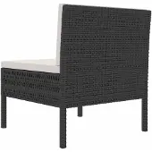 Natur24 Tuinstoelen, set van 3, met kussens, van zwart polyrotan