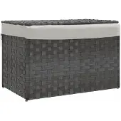 vidaXL Wasmand met deksel 55,5x35x34 cm poly rattan grijs
