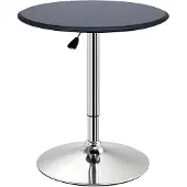 HOMCOM -Bartisch-Chromstahl, Holzwerkstoff, Kunstlederbezug-63L x 63B x 67-93H cm-Schwarz