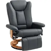HOMCOM Relaxstoel Kunstleer, houtmateriaal 78L x 88B x 103H cm Donkergrijs