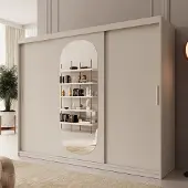 Meubella - Kledingkast Bodhi - Beige - 250 cm - Met spiegel