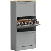 HOMCOM Klapbare schoenenkast - Spaanplaat - 60x23,5x115cm - Grijs