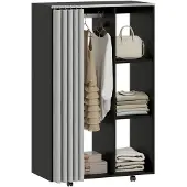 HOMCOM Kledingrek op wielen - Hout - 80x40x128cm - Walnoot