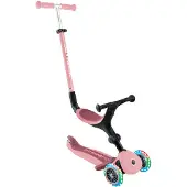 Globber GO-UP ACTIVE LIGHTS – 3-in-1 driewieler, loopfiets en scooter, 120/80 mm, driewieler, in hoogte verstelbaar, pastelroze
