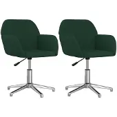 vidaXL Eetkamerstoelen draaibaar 2 st stof donkergroen