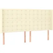 vidaXL Hoofdbord met randen 163x16x118/128 cm kunstleer crèmekleurig