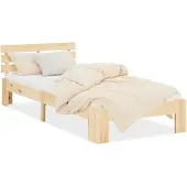 Homestyle4u Enkelbed van massief hout, 90x200 cm, met lattenbodem, naturel gekleurd, van grenenhout. Bedframe