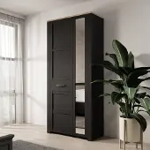 Meubella - Borello - Kledingkast 2 deurs - Zwart - 94x42x205 cm