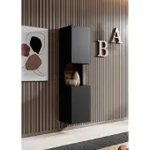 Meubella | vitrinekast mat zwart 36x29x138 met verlichting
