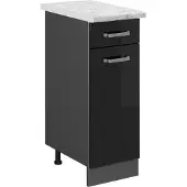 Vicco Keukenonderkast R-Line Zwart hoogglans 30 cm WB Marmer, Model 45534