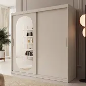 Meubella - Kledingkast Bodhi - Beige - 200 cm - Met spiegel