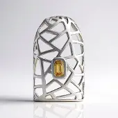Cavill - Hanger 925 Sterling Zilver - Gele Zirkoon 0,448ct - Platina Afwerking - Achthoekige Trapgeslepen Edelsteen - Elegante Monterone Collectie