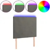 vidaXL Hoofdbord LED 80x5x118/128 cm fluweel donkergrijs