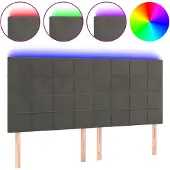 vidaXL Hoofdbord LED 180x5x118/128 cm fluweel donkergrijs