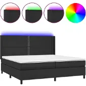 vidaXL Boxspring met matras en LED kunstleer zwart 200x200 cm