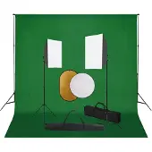 vidaXL Fotostudioset met softboxlampen, achtergrond en reflector