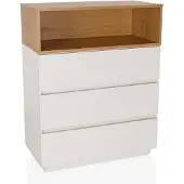 Hjh LIVING Commode MELMO K 80x40x100 cm 3 laden wit/eiken