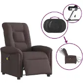 vidaXL Massagestoel elektrisch verstelbaar stof donkerbruin