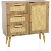 Hjh LIVING Sideboard / commode STRYN 80x30x78 cm 3 laden 1 deur lichtbruin