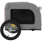 vidaXL Fietsaanhanger voor honden, rood en grijs, gemaakt van Oxford-stof en metaal