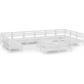 vidaXL 13-delige loungeset voor de tuin, wit, massief hout, grenen