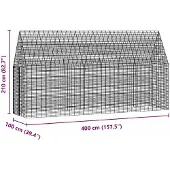 vidaXL Konijnenkooi zilver 400 x 100 x 210 cm Gegalvaniseerd staal