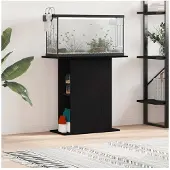 vidaXL Aquariumstandaard Zwart Eiken 75x36x72,5 cm Bewerkt Hout